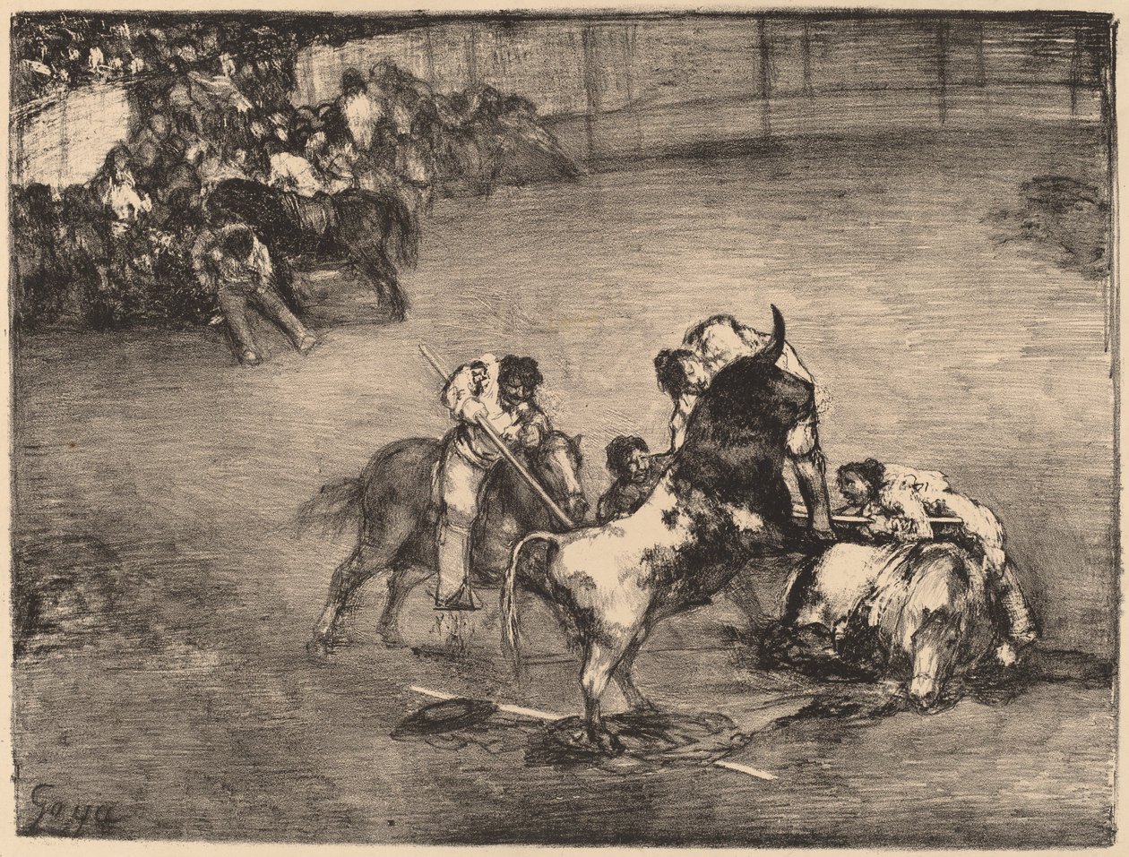Picador Caught by a Bull by Francisco de Goya