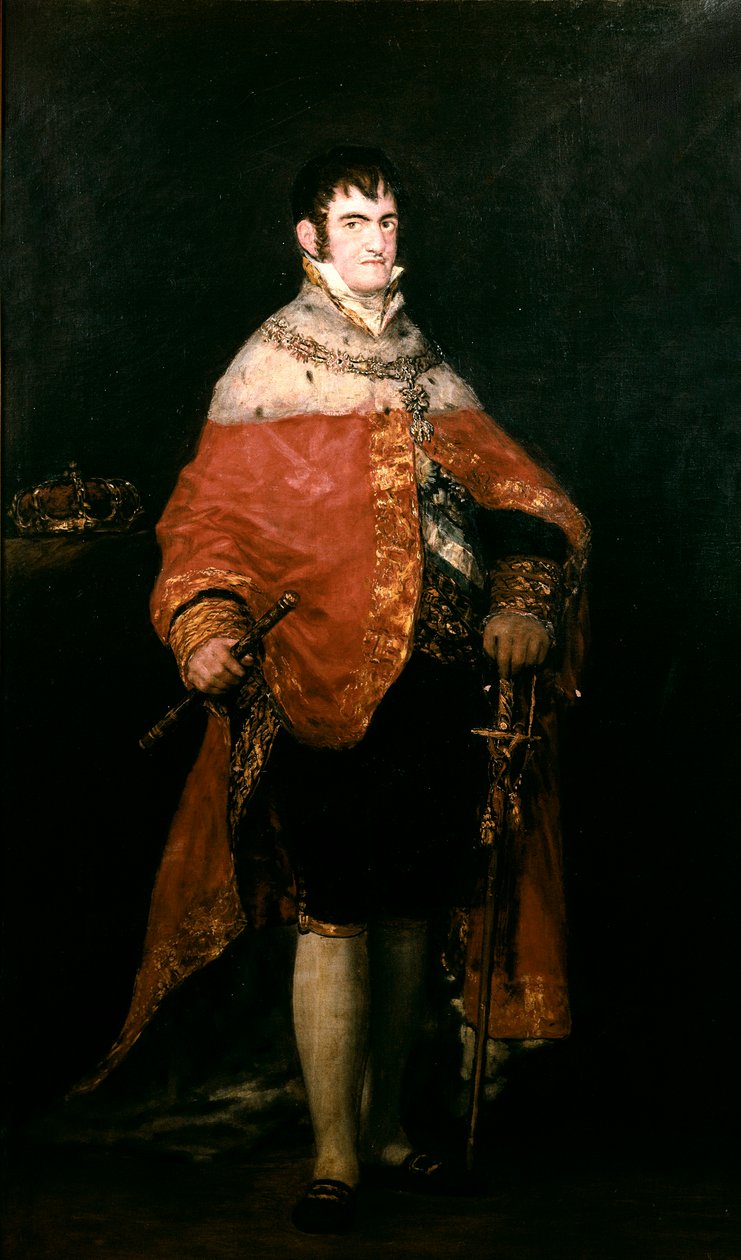 Portrait of the King of Spain, Ferdinand VII (1784-1833) with His Royal Mantle by Francisco de Goya