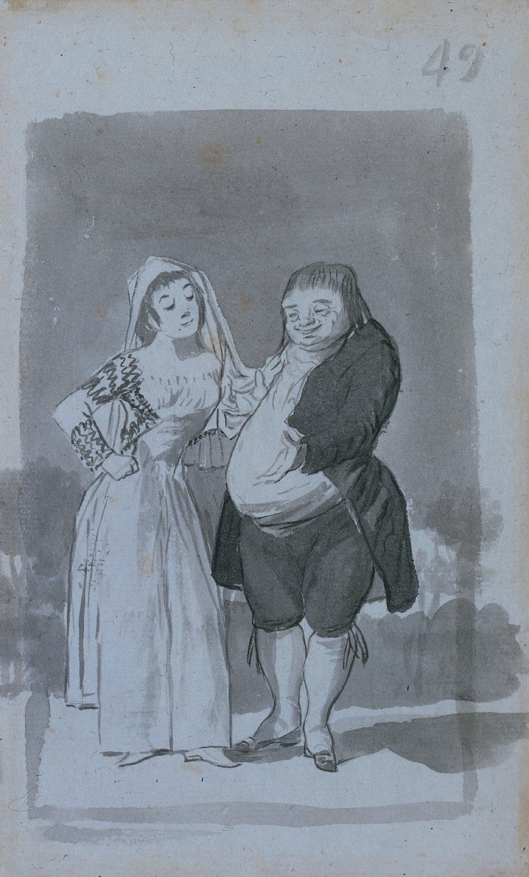 Prostitute Soliciting a Fat, Ugly Man, 1796-97 by Francisco de Goya