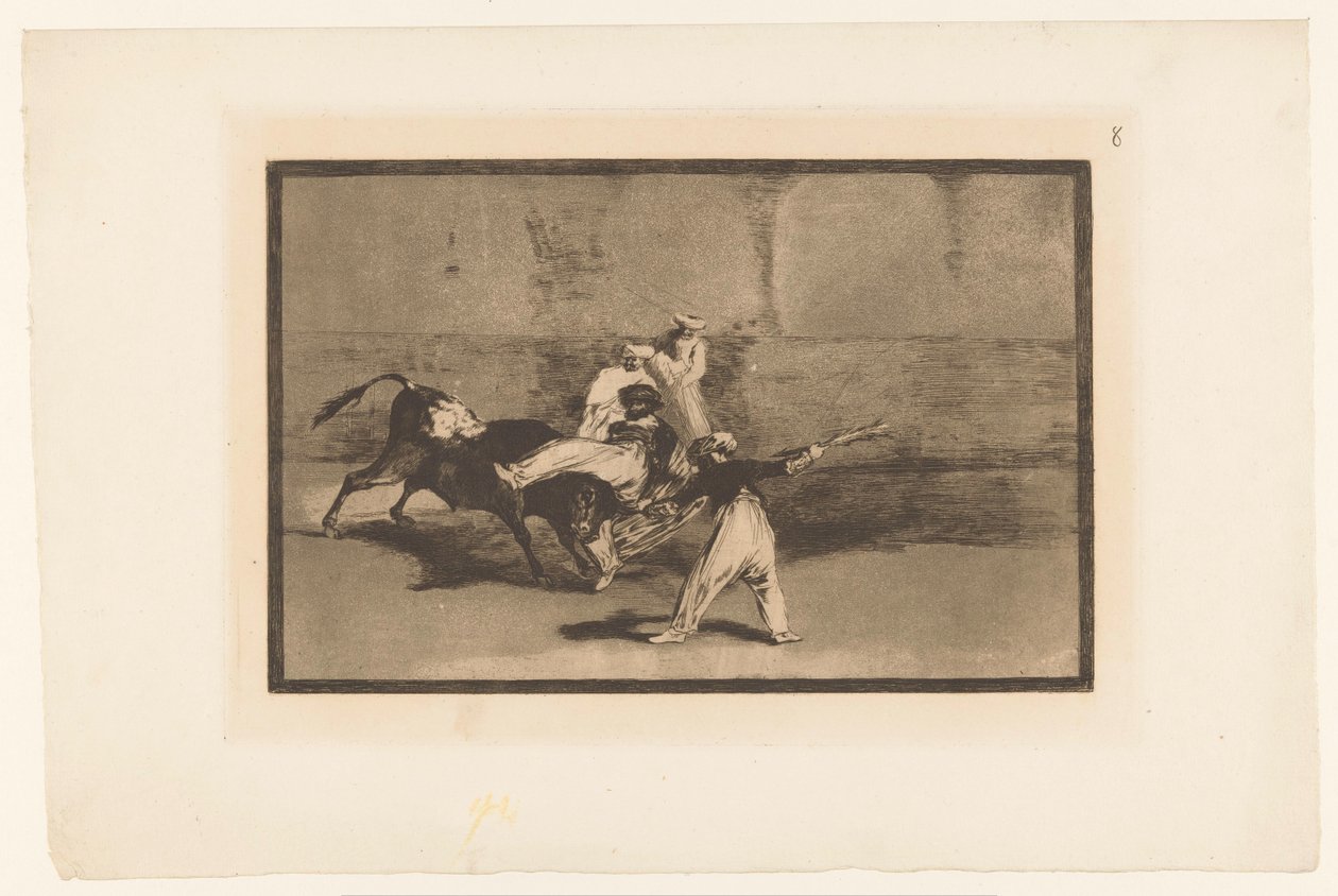 Bull Caught by Bullfighters by Francisco de Goya
