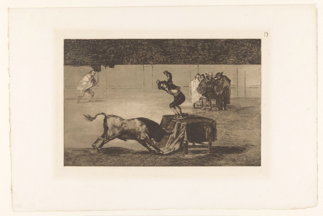 Bullfighter Standing on a Table in the Arena (series title: La Tauromaquia) by Francisco de Goya