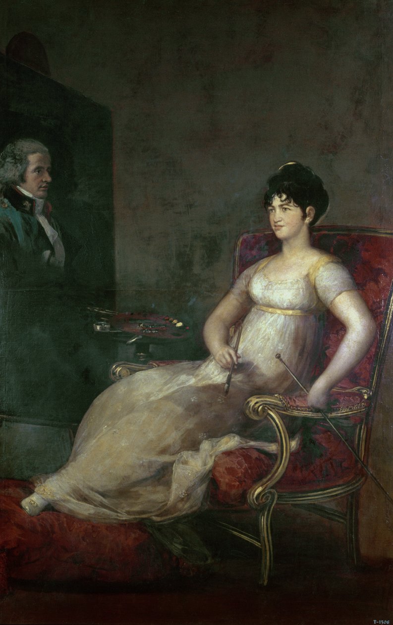 The Marquesa de Villafranca Painting her Husband by Francisco de Goya