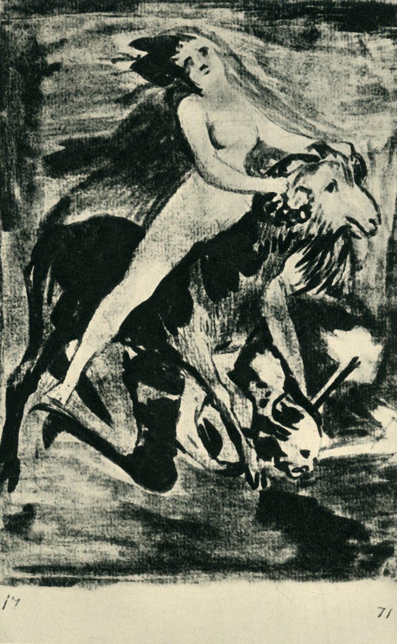 Witch riding a goat, late 18th-early 19th century, 1943 by Francisco de Goya