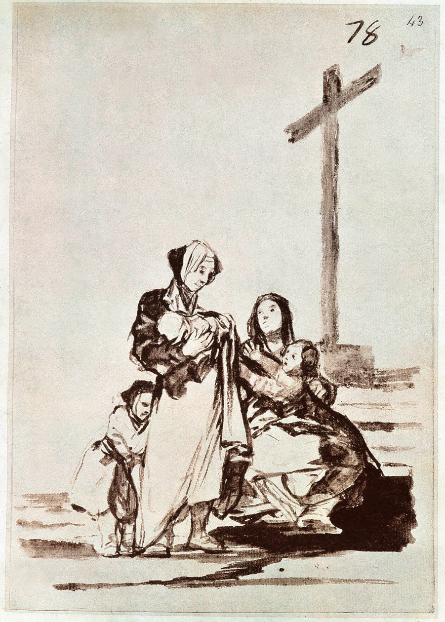Women and Children Near a Cross by Francisco de Goya
