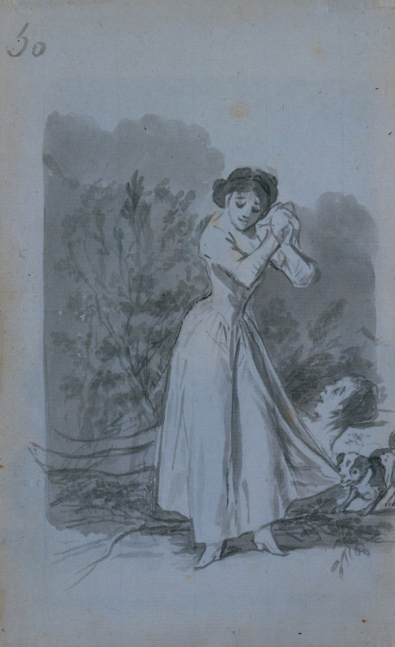 Young Woman Wringing Her Hands over a Man