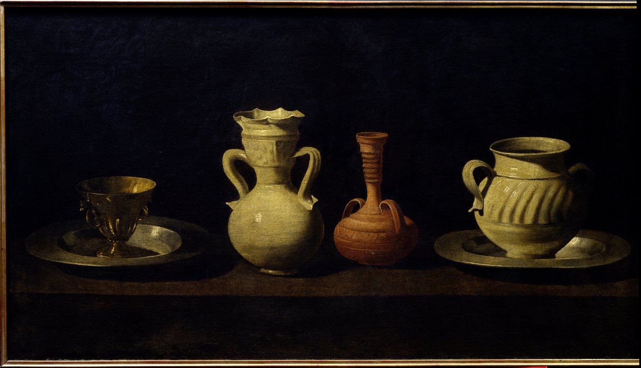 Still life, cups and vases by Francisco de Zurbaran