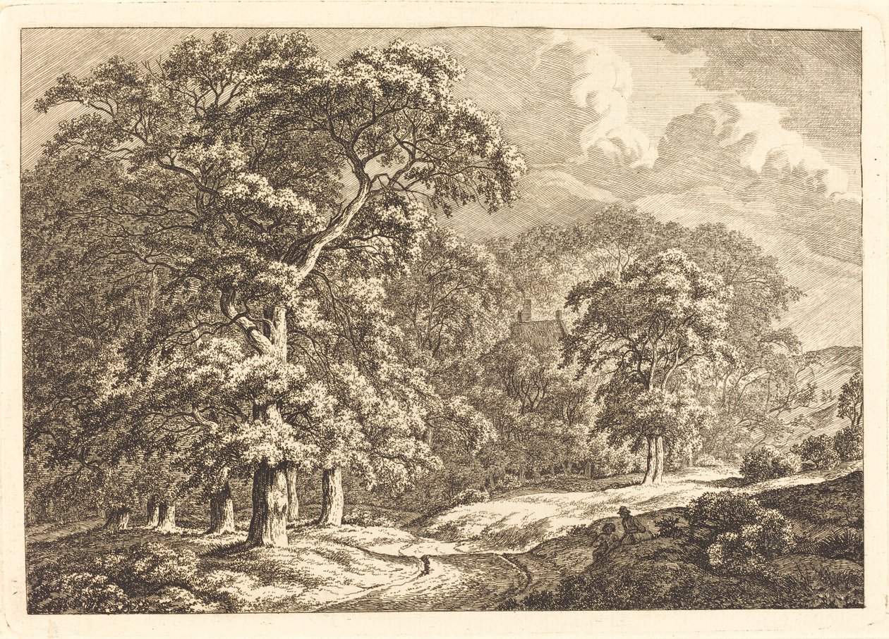 Forest with Travelers by a Road by Franciscus A. Milatz