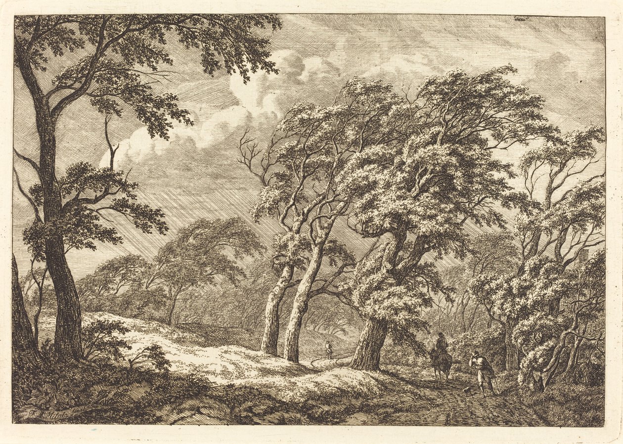 Travelers on a Forest Road in a Storm by Franciscus A. Milatz