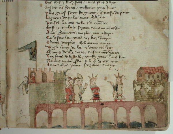 A Meeting on a Bridge, from The War of Attila by Nicola da Casola by Franco Italian School