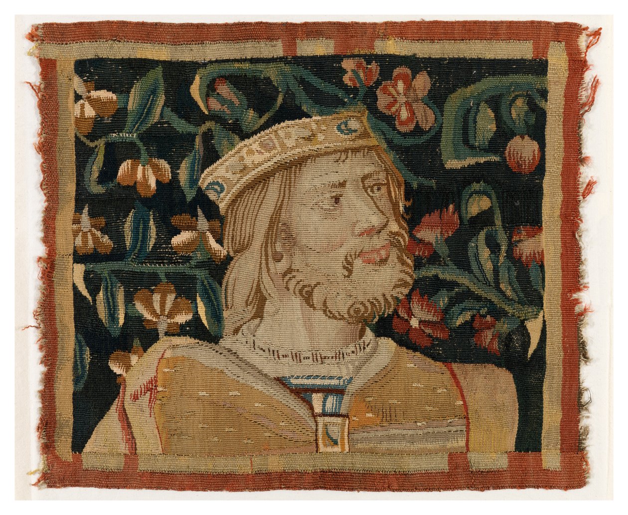Tapestry Fragment Depicting the Head of a King, Late 15th Century by Franco Flemish School