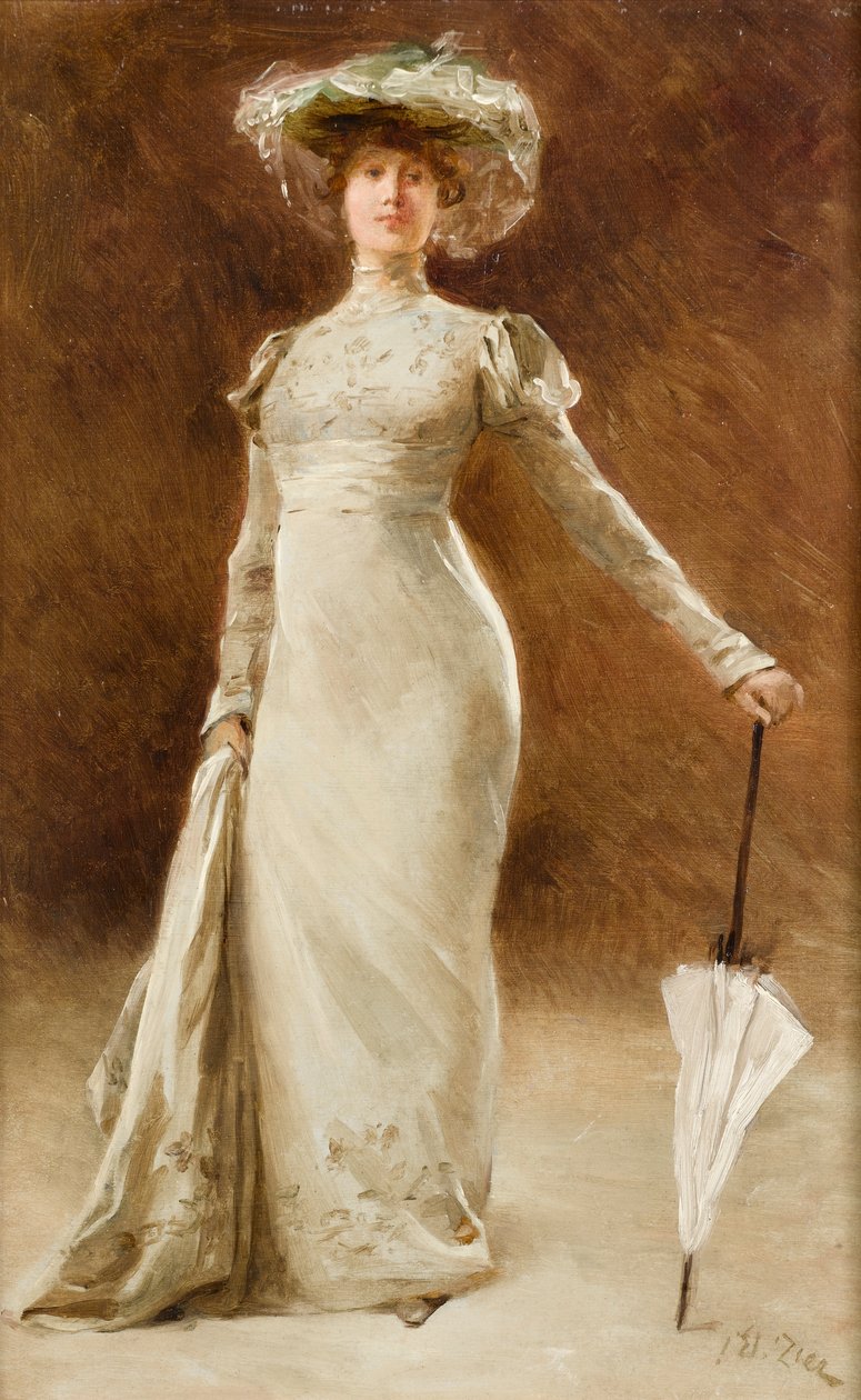 Portrait of a Woman with a Parasol by Francois Edouard Zier