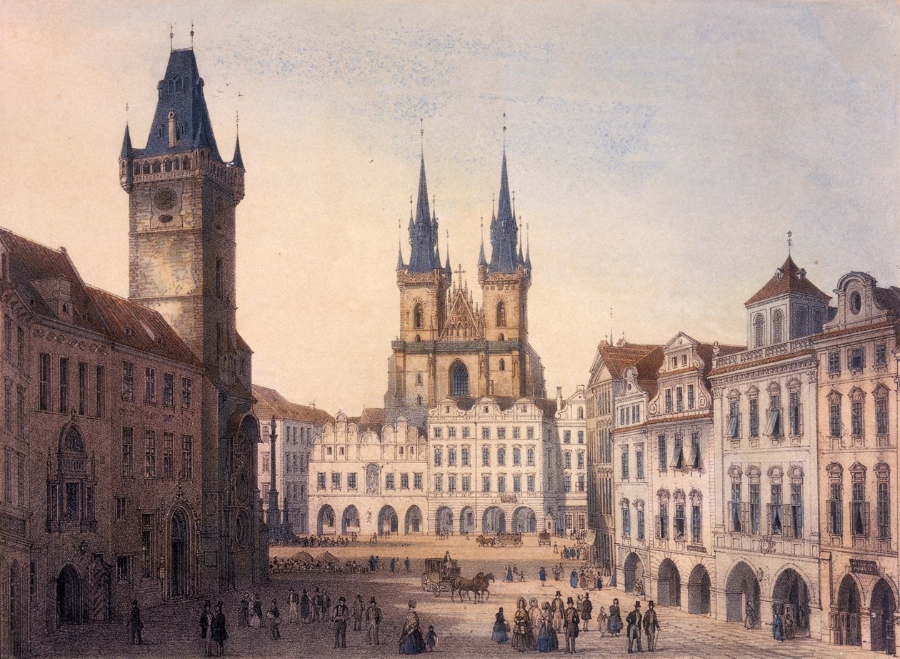 Old Town Square, Prague, c.1840 by Francois Joseph Sandmann