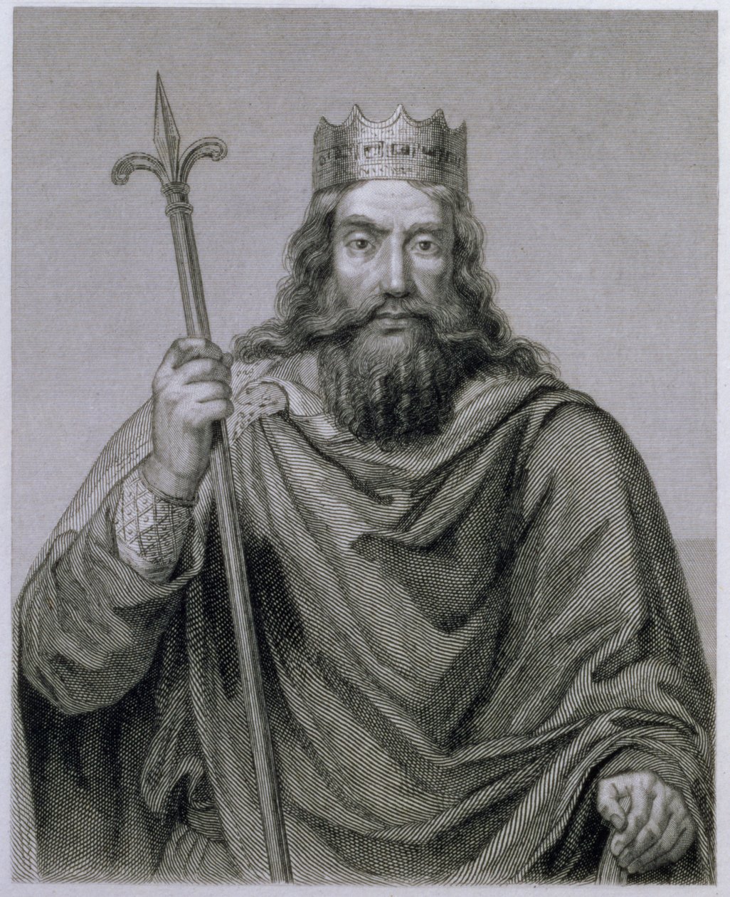 Clovis I (465-511) Merovingian Ruler of the Franks, Engraved by G. Lewy by Francois Louis Dejuinne