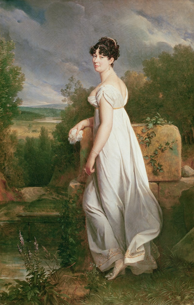 Full-length Portrait of Madame Visconti, wife of the former ambassador of the Cisalpine Republic, France by Baron François Pascal Simon Gérard