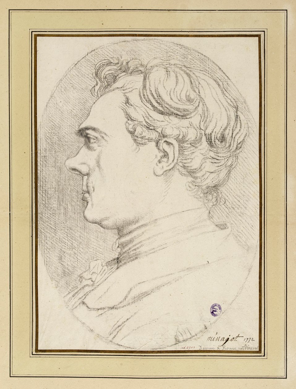 Caricature Portrait of the Painter Ménageot, Rome 1772 by François-André Vincent