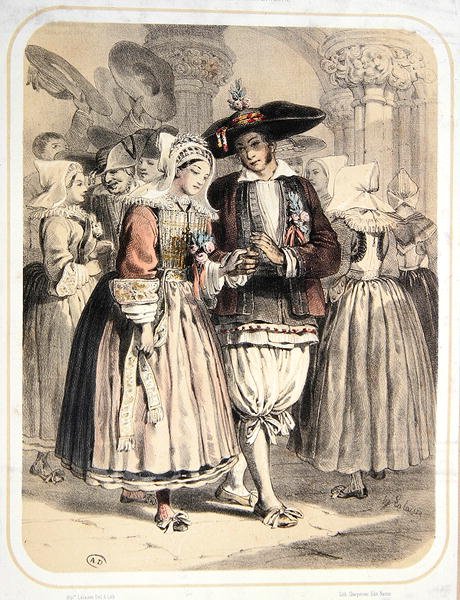 Bride and Groom from the Saille Region, France, c.1850 by Francois Hippolyte Lalaisse