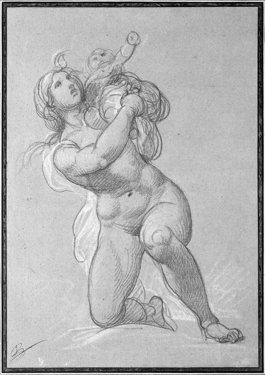 Kneeling nude woman holding a child, c.1781 by François André Vincent