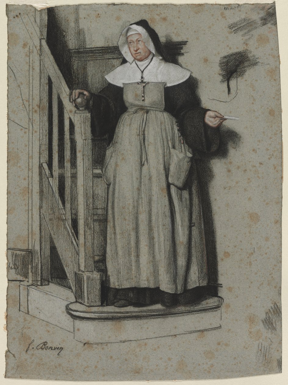 The Letter of Admission, Interior of a Convent by François Bonvin