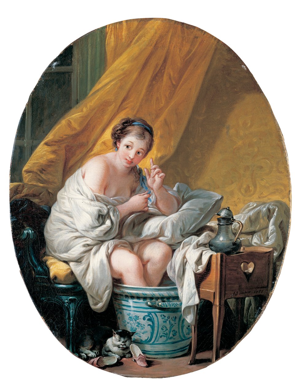 A young woman taking a footbath by François Boucher