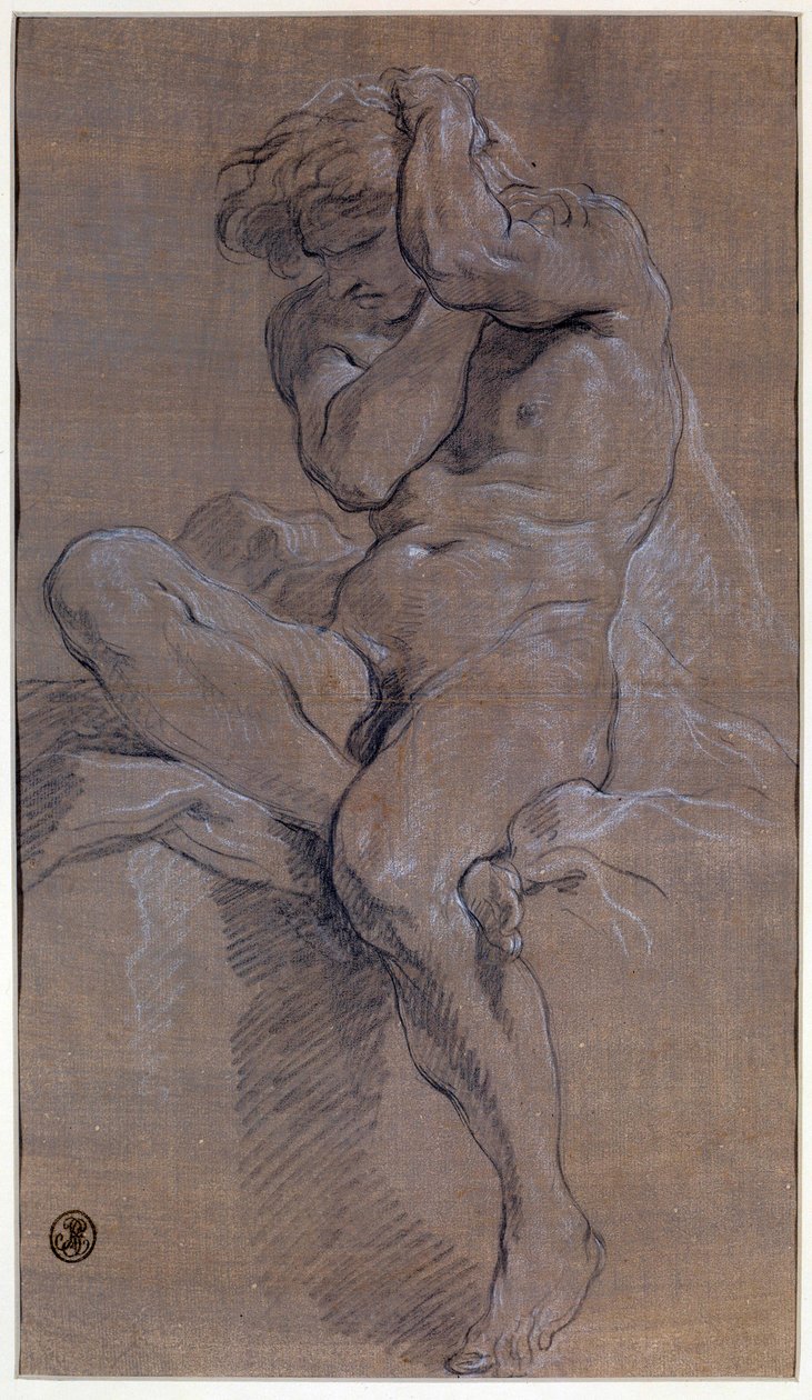 Academy of a Seated Nude Man by François Boucher