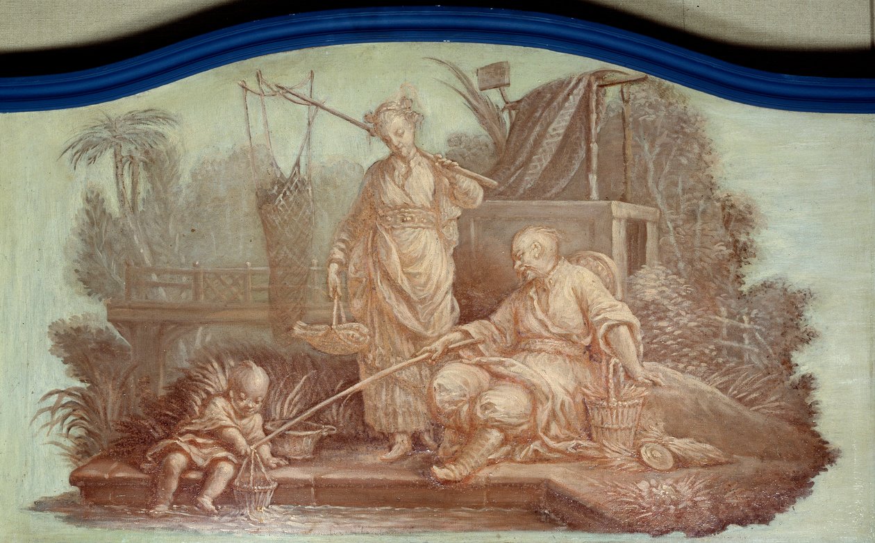 Chinoiserie: Scene of Fishing in China. Front of Door Drawn by Francois Boucher by François Boucher