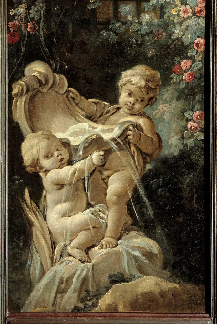 Door panel of the living room Demarteau: fountain with two loves by François Boucher