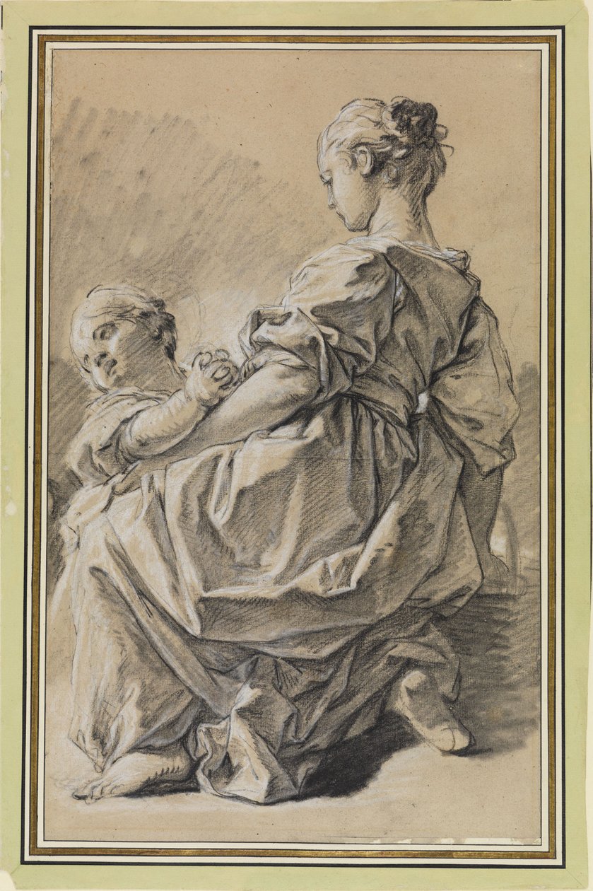 Kneeling Young Woman with Child by François Boucher