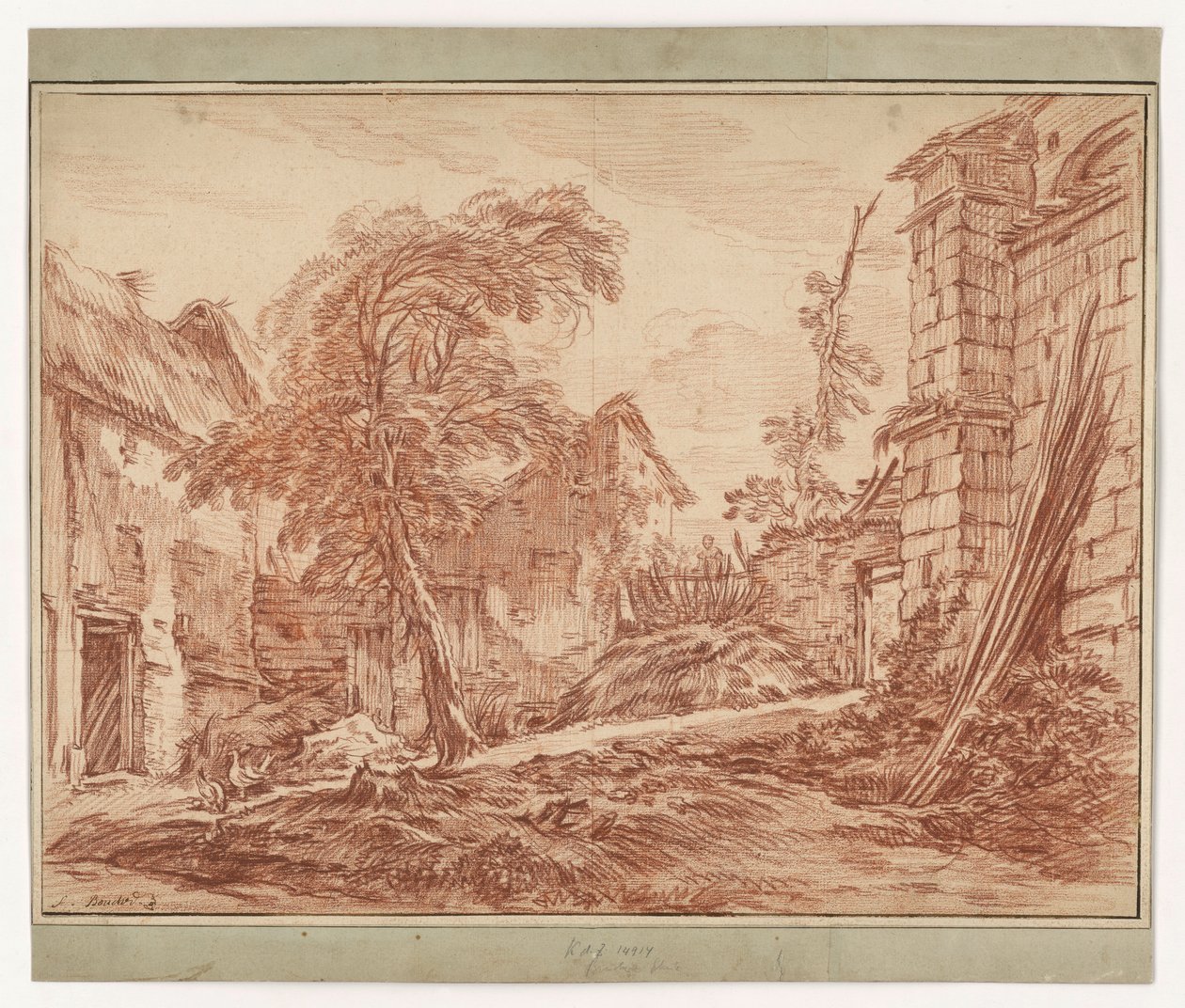 Rural Landscape with Farmhouse and Ruins by François Boucher