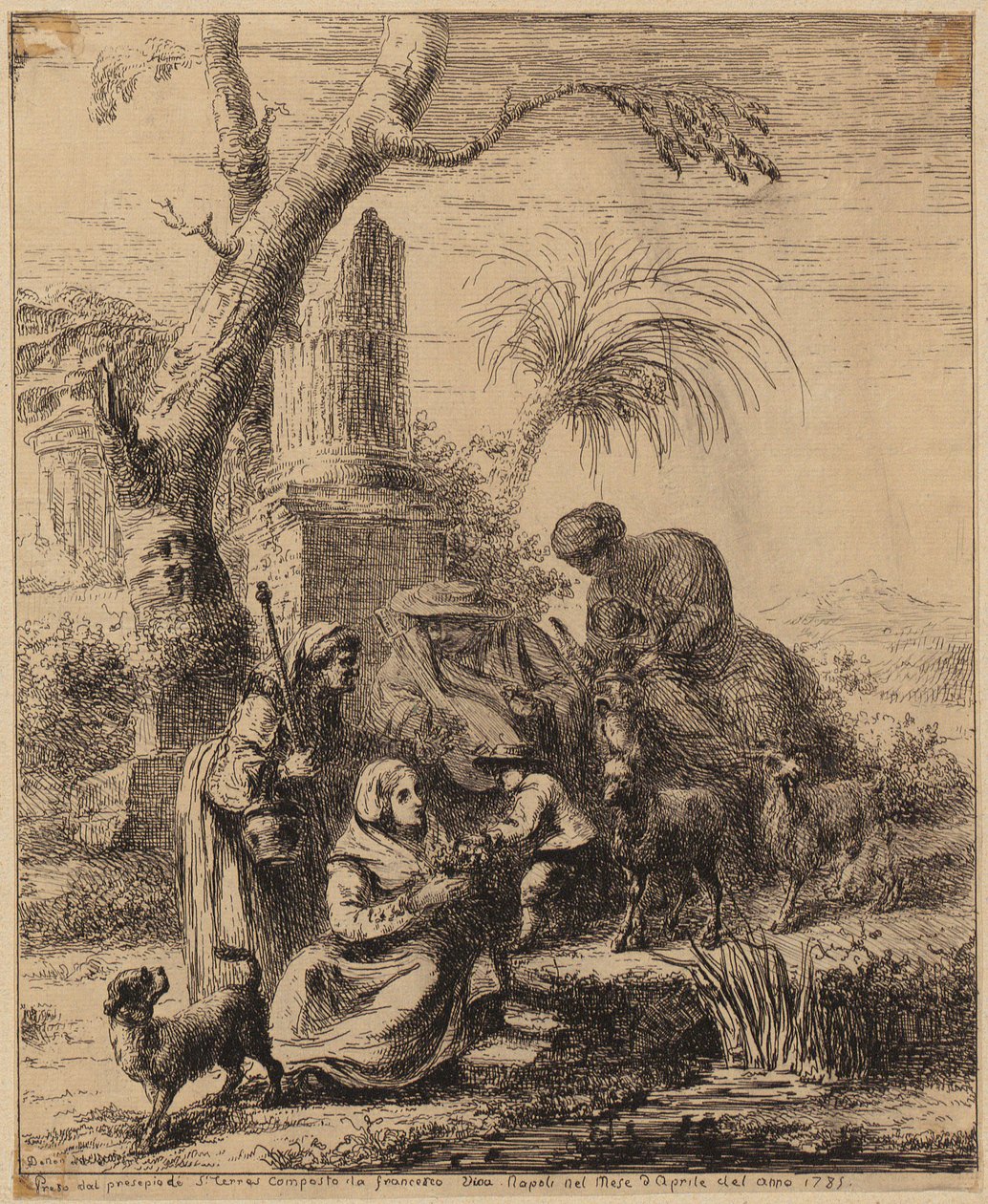 Seated Woman [Femme de Matsmey] Beside Palm, Plate from the Series "Various Chinese Figures [...]" by François Boucher