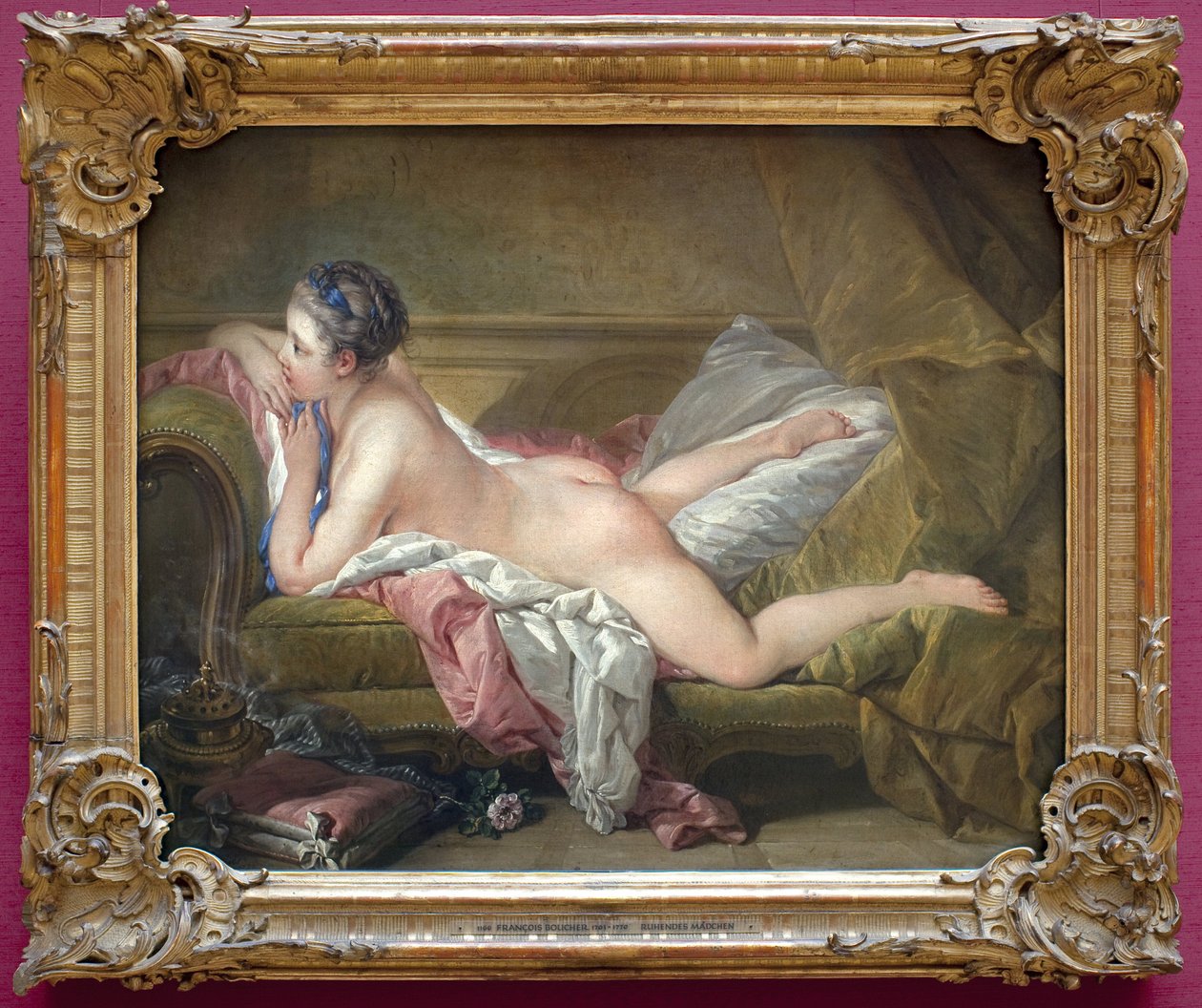Young Girl Lying Down (Portrait of Marie Louise O Murphy) by François Boucher