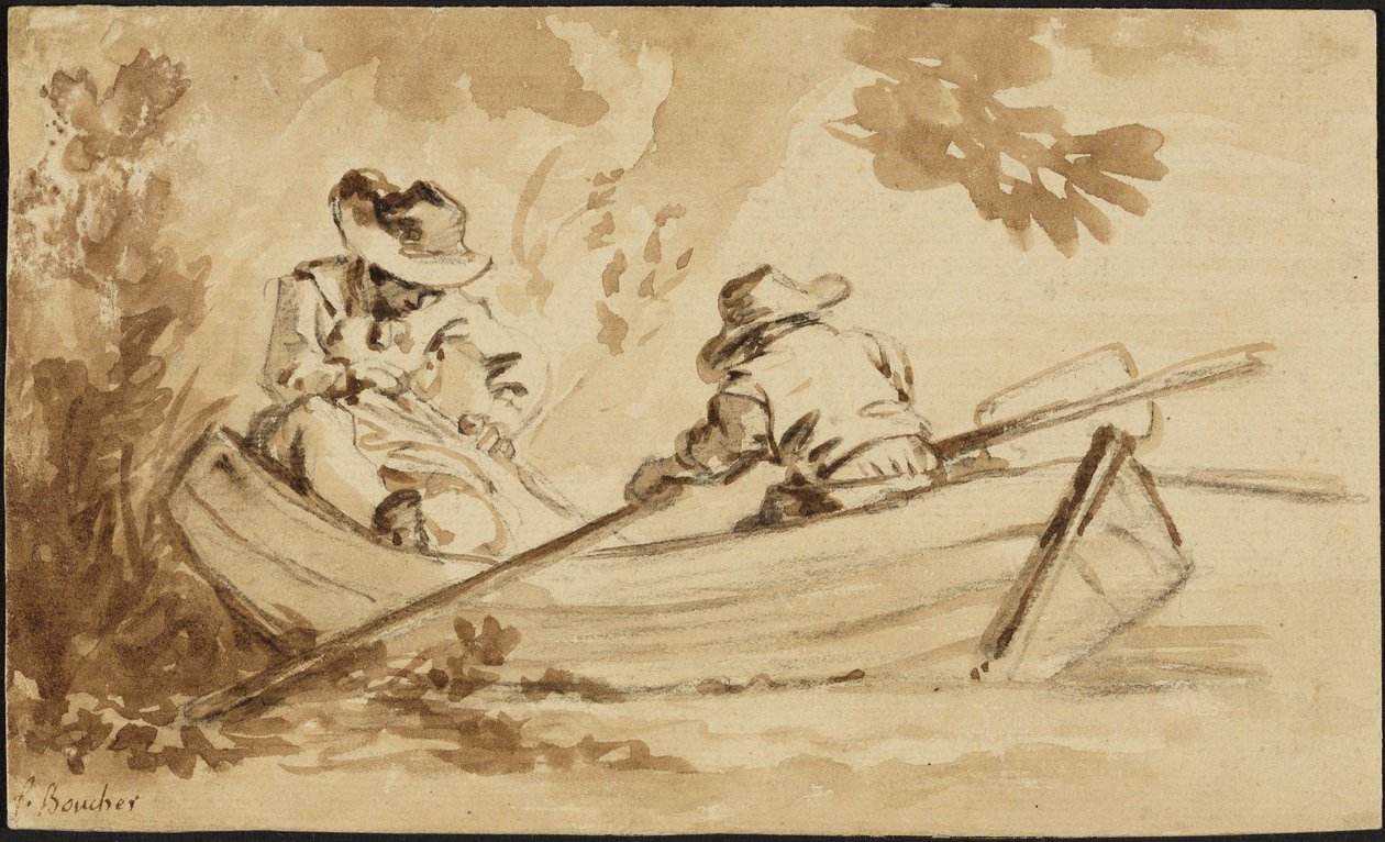 Two Men in a Rowboat by François Boucher