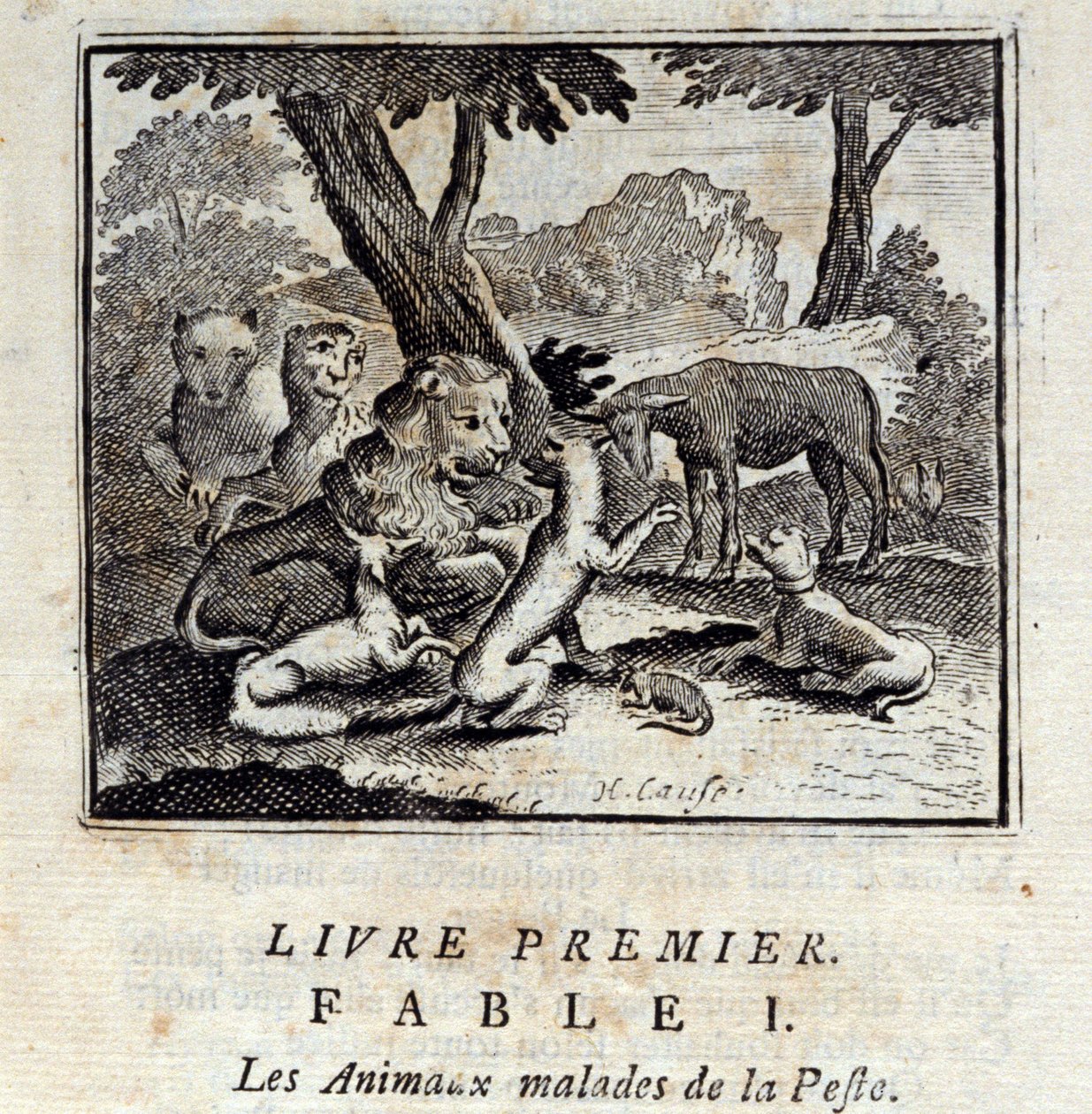 Animals sick of the Plague. Fables by Jean de La Fontaine (1621-95). Illustration by François Chauveau (1613-1676). Edition of 1728 by Francois Chauveau