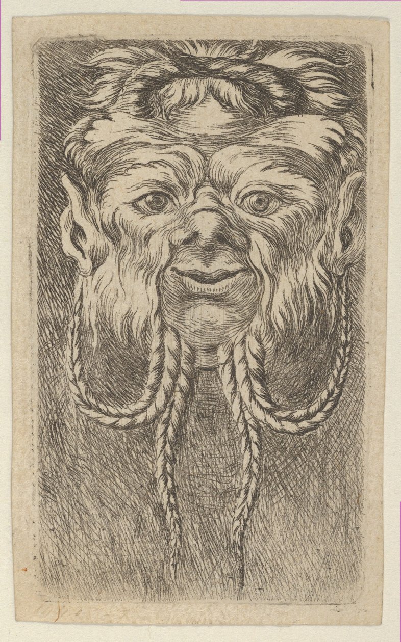 Satyr Mask with Overlapping Horns and Four Braided Strands of Beard by Francois Chauveau