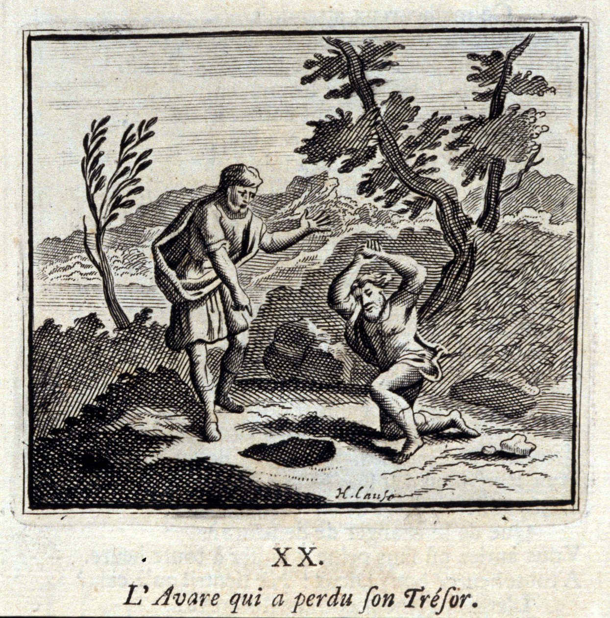 The Miser who lost his Treasure (Illustration by François Chauveau) by Francois Chauveau