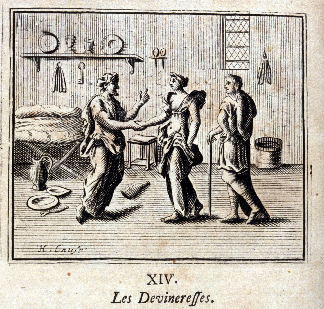 The Fortune-Tellers. Fables by Jean de La Fontaine. Illustration by François Chauveau. Edition of 1728. by Francois Chauveau