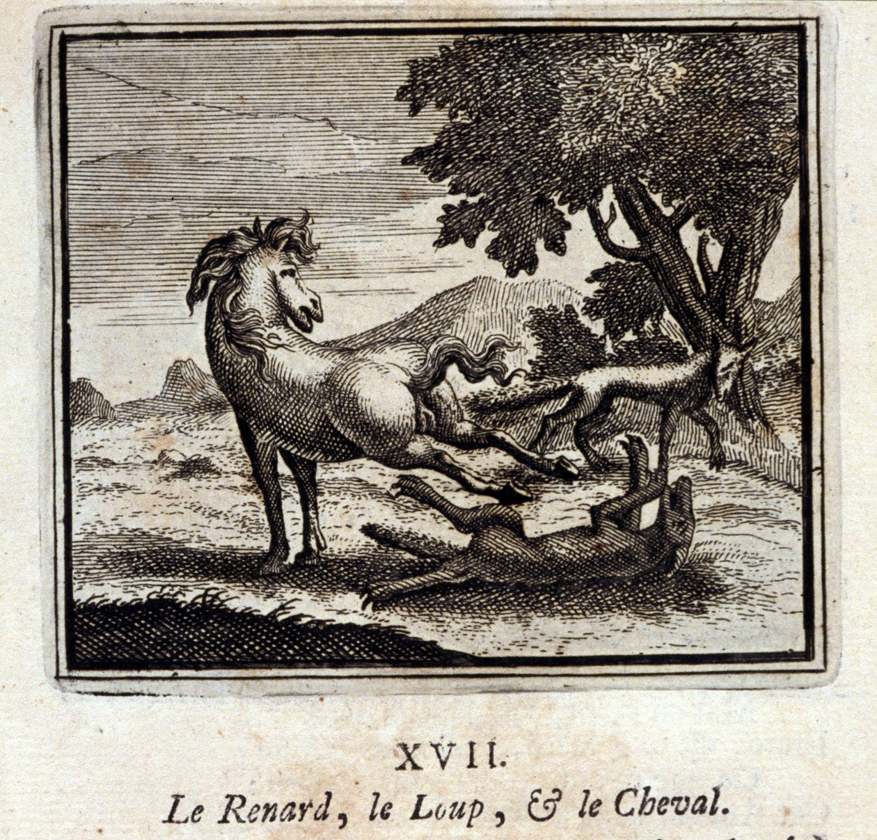 The Fox, the Wolf and the Horse (Illustration by François Chauveau) by Francois Chauveau
