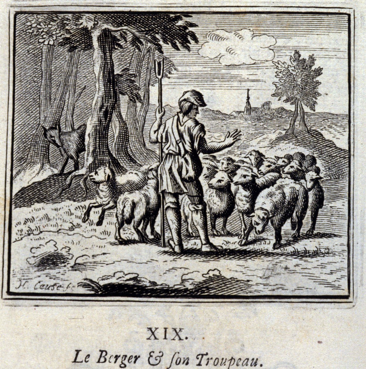 The Shepherd and his Herd (Illustration by François Chauveau) by Francois Chauveau