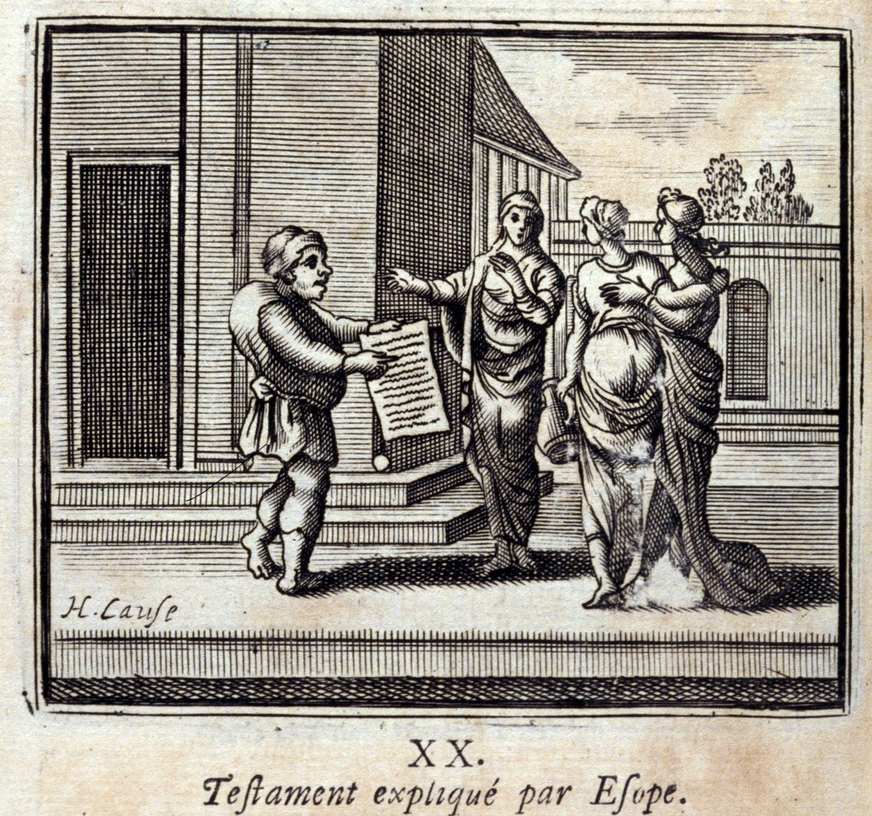 Will Explained by Aesop. Fables by Jean de La Fontaine (1621-95). Illustration by François Chauveau (1613-1676). Edition of 1728. by Francois Chauveau