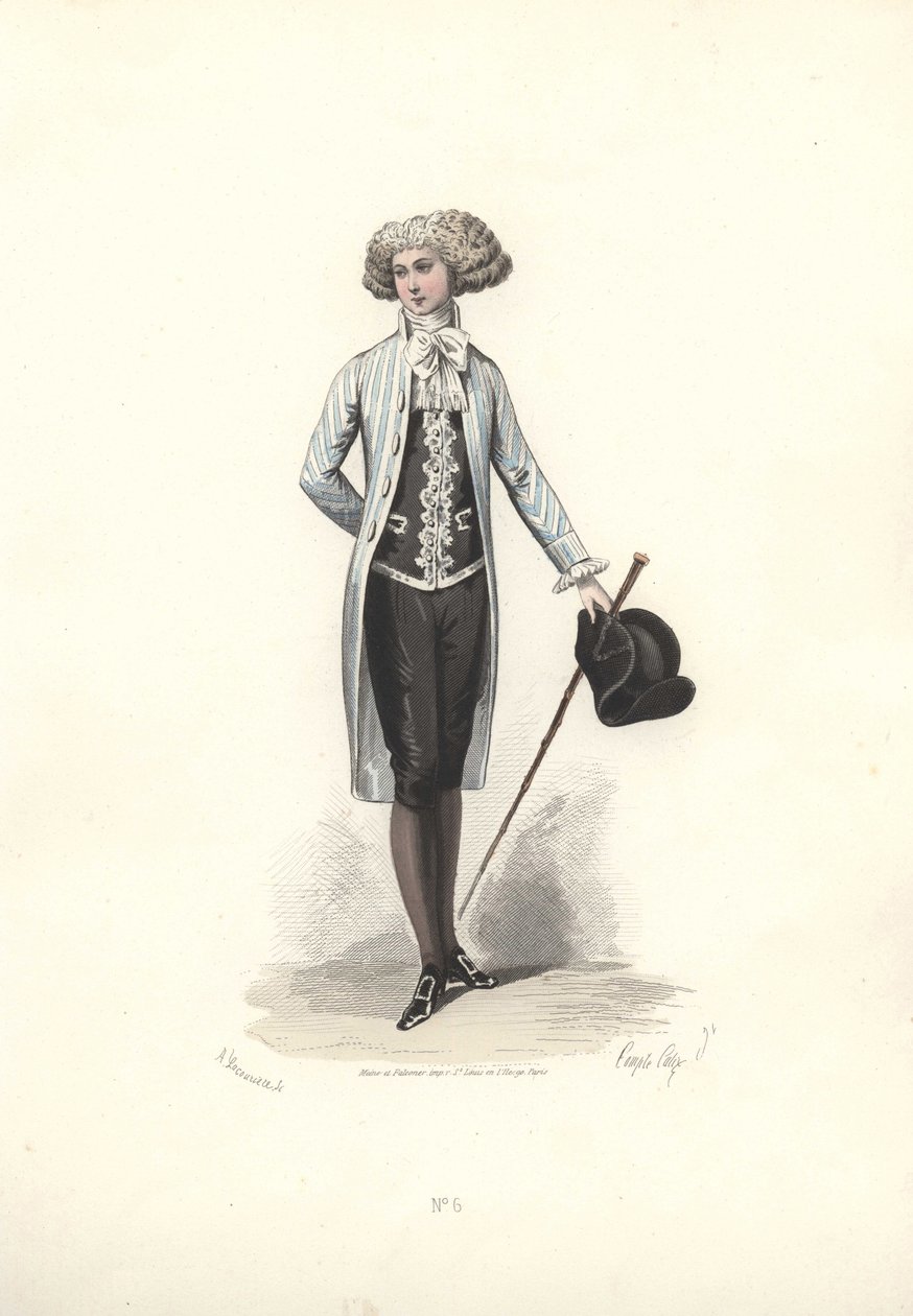 Elegant Man in Striped Coat, Era of Marie Antoinette by Francois Claudius Compte Calix