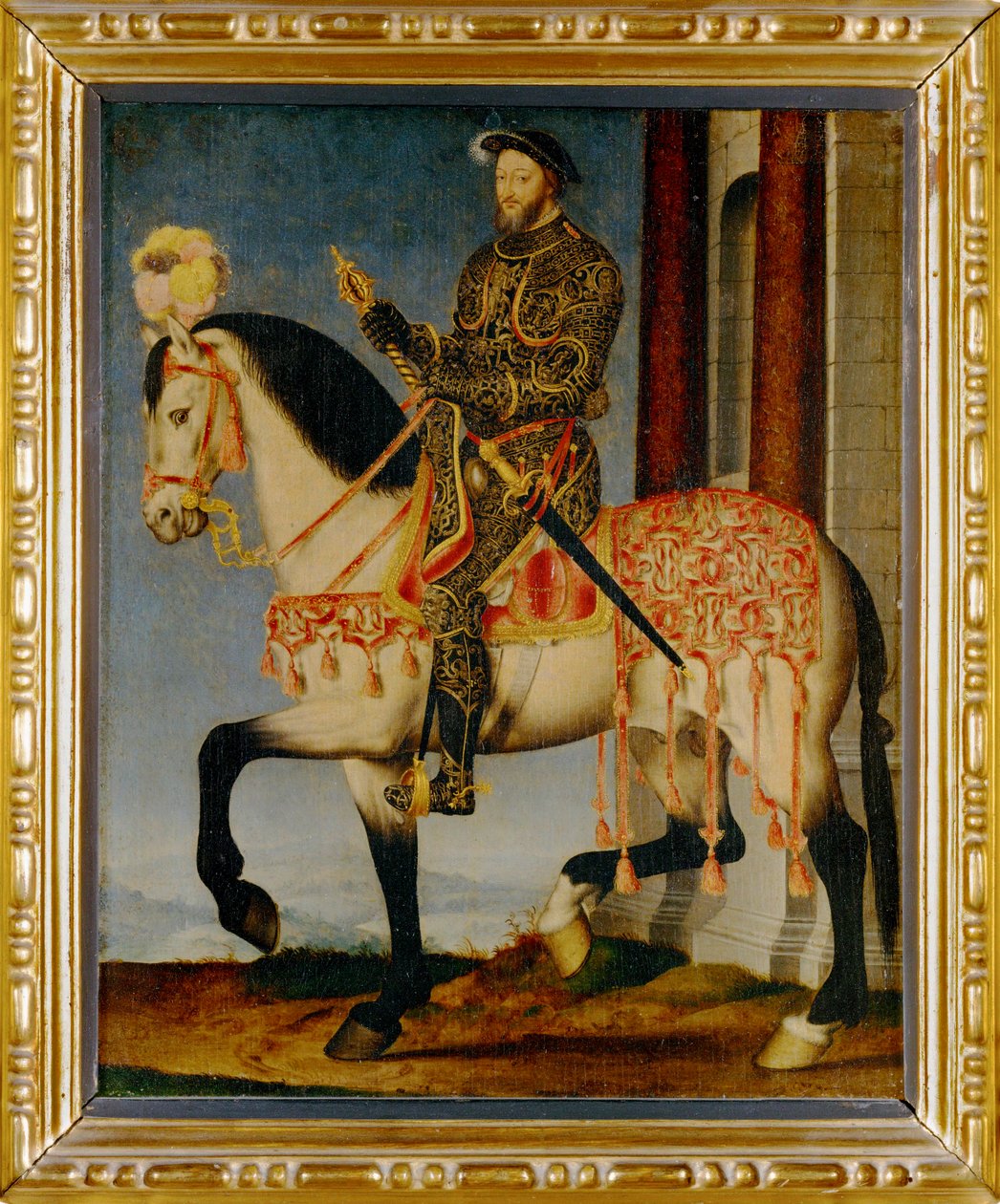 Equestrian portrait of King Francois I by Francois Clouet