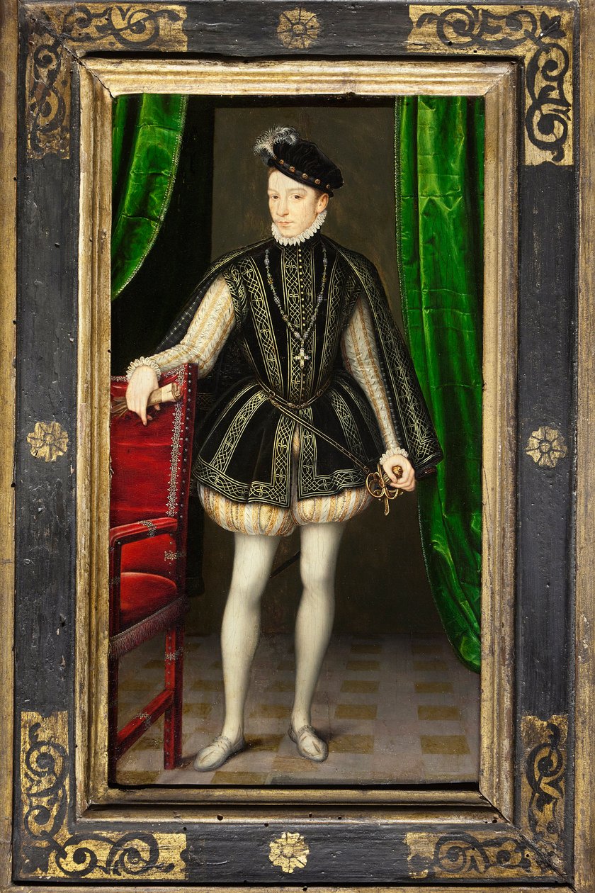Portrait of Charles IX (1550-1574), Second Son of Henry II and Catherine de Medicis, King of France at the Death of His Brother Francois II (1544-1560), Married in 1570 Elizabeth of Austria (1554-1592), His Reign is Marked by the Wars of Religion by François Clouet