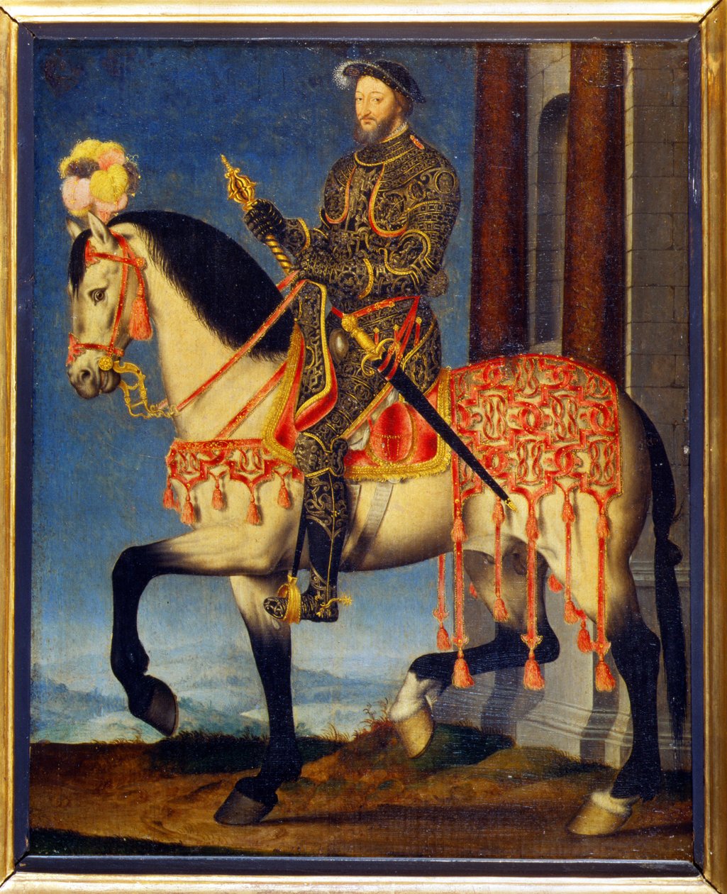 Equestrian portrait of Francis I of France by François Clouet (c. 1510 - 1572). Musee des Uffizi, Florence by François Clouet