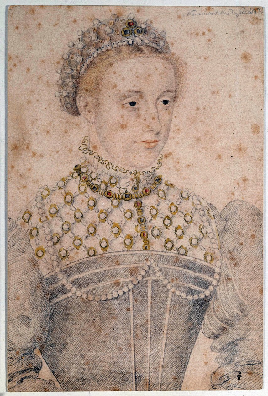 Portrait of Marie Stuart young (1542-1587) Queen of France and Scotland. Pencil drawing by Francois Clouet. 16th century. Chantilly, Conde Museum by François Clouet