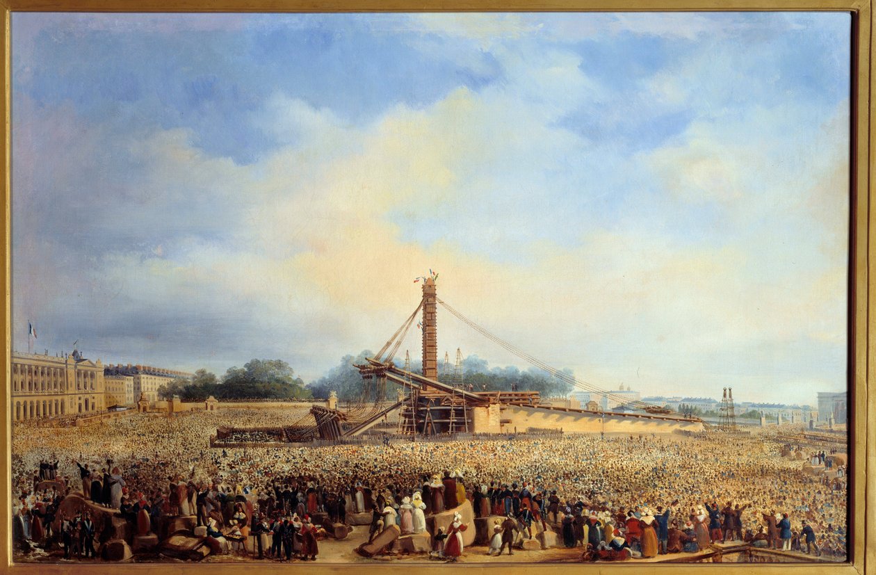 Erection of the Obelisk of Luxor at Place de la Concorde in Paris by Francois Dubois
