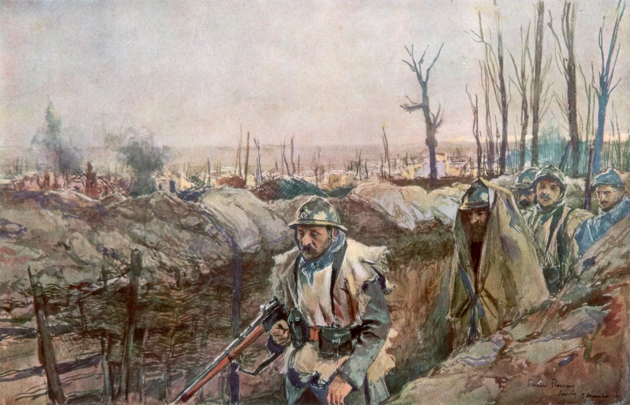 A French Trench in the Village of Souchez, Artois, France, 18 December 1915, 1926 by Francois Flameng
