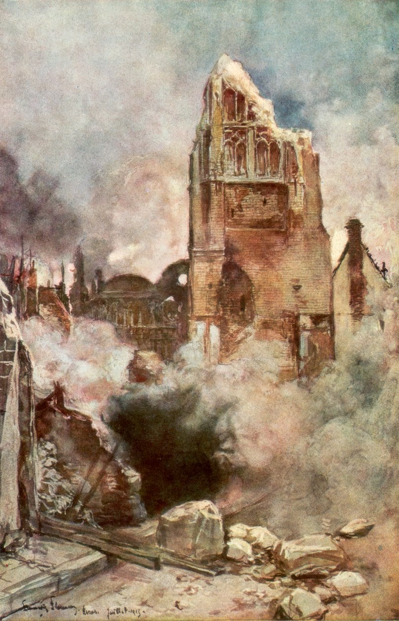 Bombardment of the Belfry, Arras, France, July 1915 by Francois Flameng