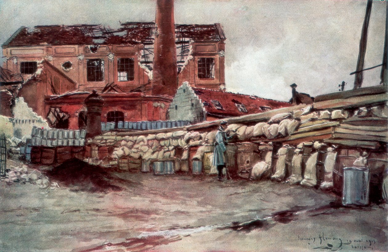 Factory Barricade, Soissons, France, 20 May 1915, 1926 by Francois Flameng