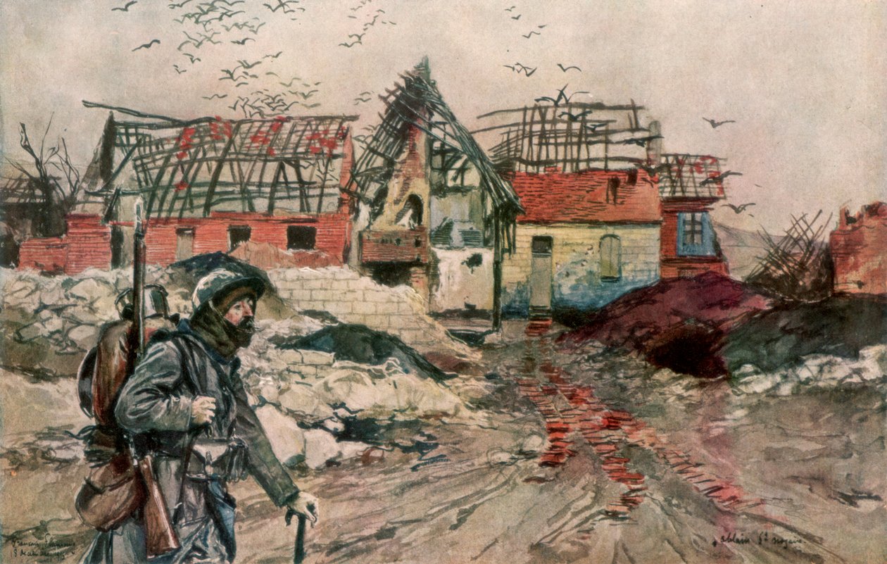 The Ruins of Ablain-Saint-Nazaire, Artois, France by Francois Flameng