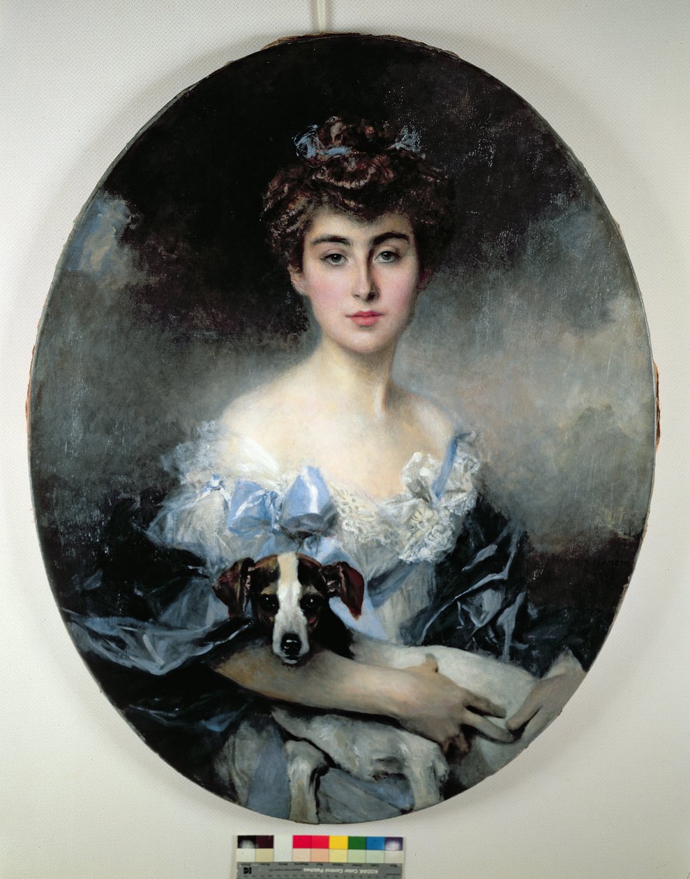 Young Woman with a Dog by Francois Flameng