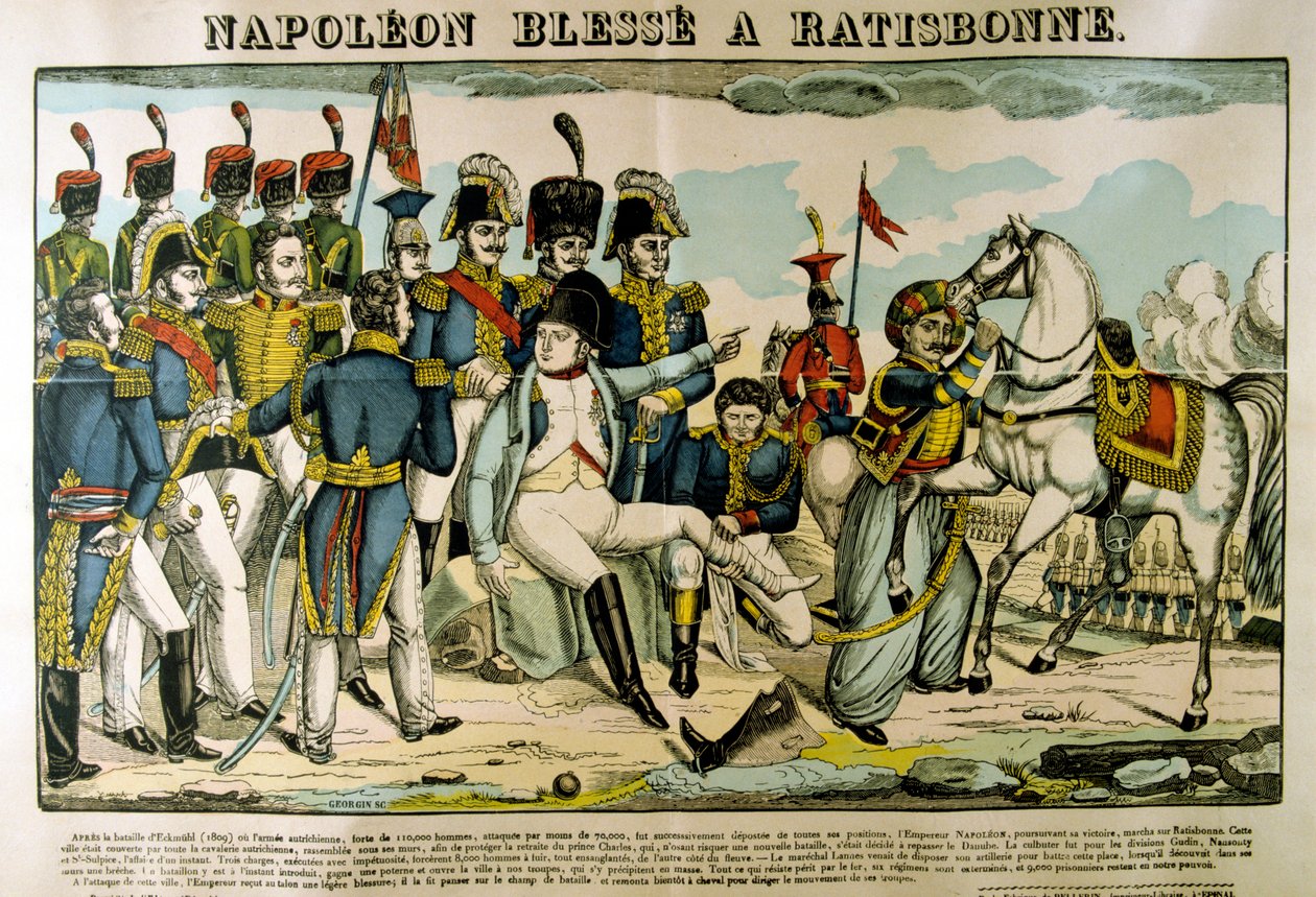 Napoleon injured at Ratisbon, April 1809 by Francois Georgin